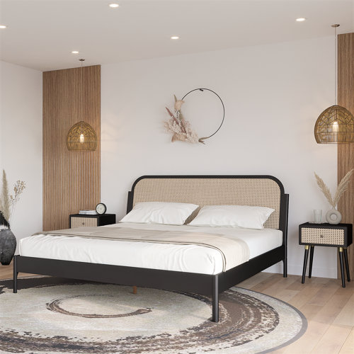 Latitude Run® Aurelia Solid Wood Cane Platform Bed with Headboard, Cane Bed Frame & Reviews